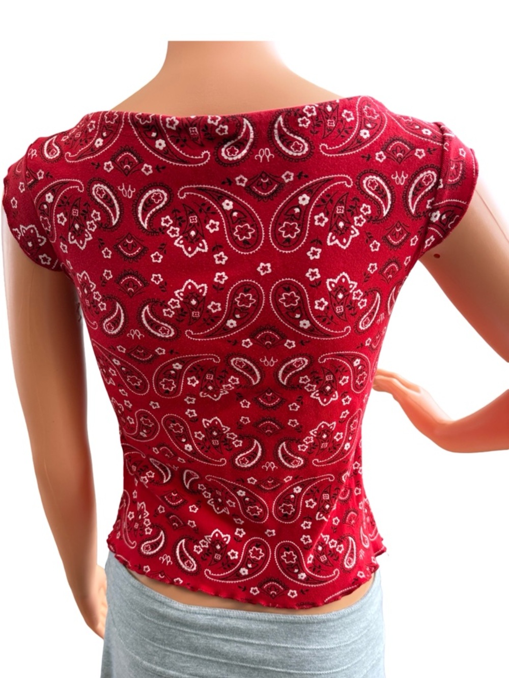 Finesse Red Paisley Bandana Collared Tank - Picture 2 of 6